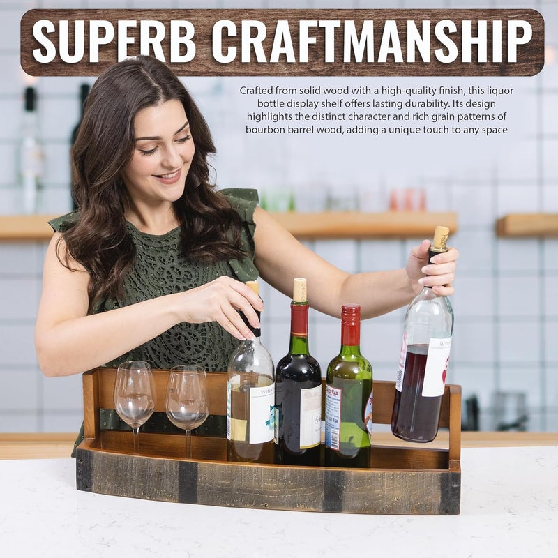 RELODECOR Liquor Bottle Display Shelf – Bar Shelf for Whiskey, Wine & Bourbon – Rustic Wall-Mounted Wooden Shelves, Countertop Rack, Stylish & Space-Saving Small Liquor Cabinet for Enthusiasts - Image 5